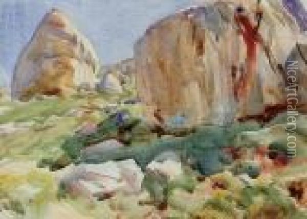 The Simplon: Large Rocks Oil Painting - John Singer Sargent