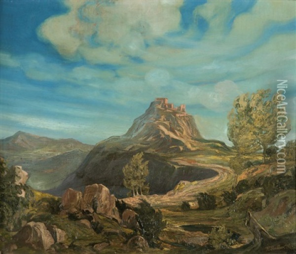 Blick Auf Die Ruine Der Burg Canossa Oil Painting - Friedrich Preller the Younger