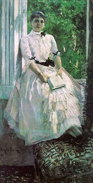 Portrait of the Actress Titiana Liubatovich 1880s Oil Painting - Konstantin Alexeievitch Korovin