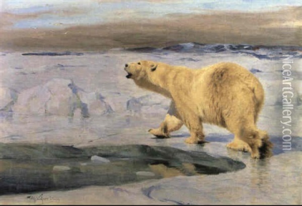 Polar Bear Oil Painting - Wilhelm Friedrich Kuhnert