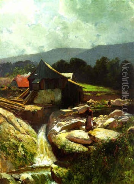 Muhle Im Riesengebirge Oil Painting - Rudolf Hellgrewe