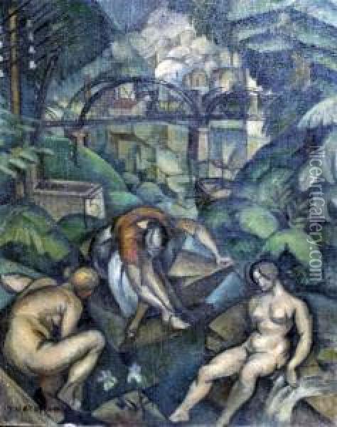 The Bathers Oil Painting - Jean Hippolyte Marchand