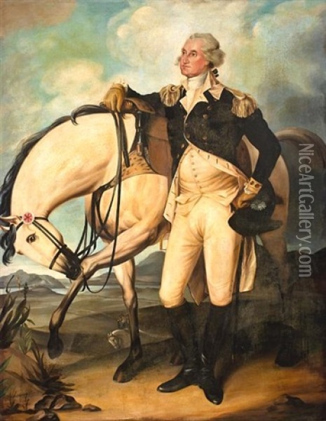 Standing Portrait Of George Washington With Horse Oil Painting - John Trumbull