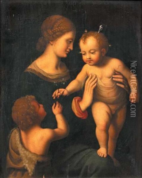 La Vierge Avec L'enfant Jesus Et Saint-jean-baptiste Enfant Oil Painting - Bernardino Luini