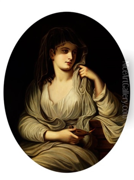 Portrait Einer Dame Als Antike Vestalin Oil Painting - Angelika Kauffmann