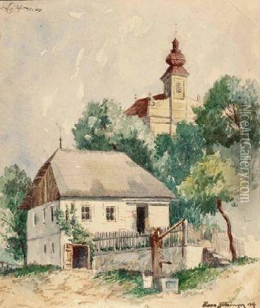 Altes Haus Und Kirche Oil Painting - Hans Gotzinger