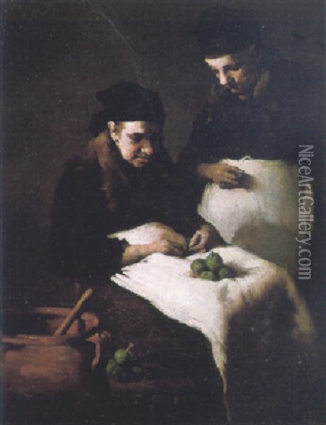 The Two Servants Oil Painting - Theodule Ribot