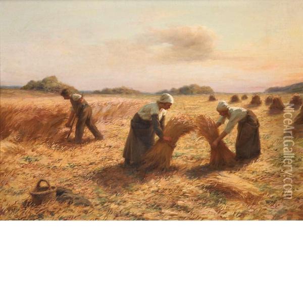 Harvesters Oil Painting - Georges Laugee