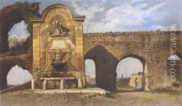 Fountains At Porta Furba Oil Painting - Theodor Philipsen