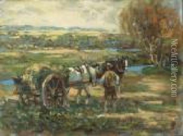 The Hay Cart Oil Painting - George Smith