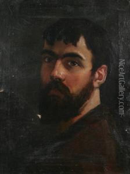 Zelfportret Naar Charles Verlat Oil Painting - Louis Van Engelen