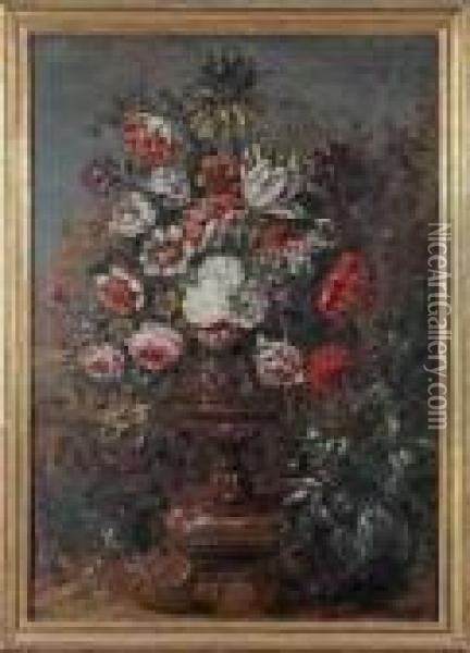 Bouquet De Fleurs Dans Une Vasque Oil Painting - Jean-Baptiste Monnoyer