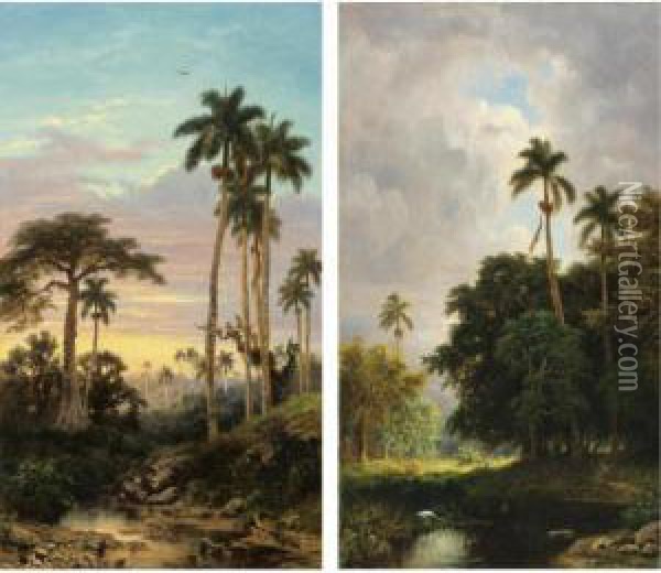 Two Cuban Landscapes Oil Painting - Esteban, Philippe Chartrand