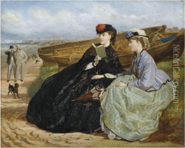 A Seaside Romance Oil Painting - Charles Wynee Nicholls