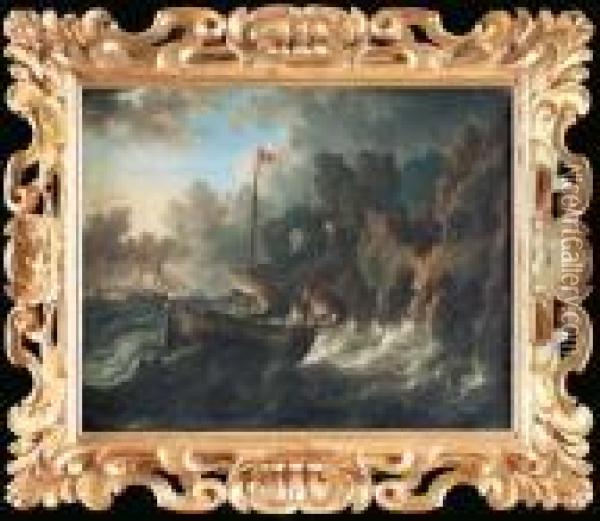 Marina In Burrasca Con Velieri Oil Painting - Ludolf Backhuysen