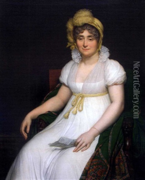 Portrait De La Marquise De La Grange Oil Painting - Anne-Louis Girodet de Roucy-Trioson