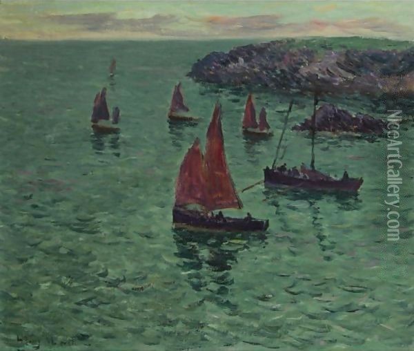 Marine Aux Barques Oil Painting - Henri Moret