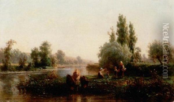 Am Flussufer Oil Painting - Karl Girardet