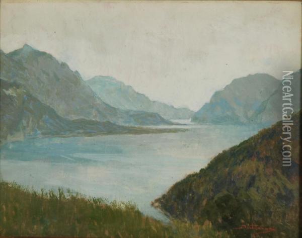Sopra Limonta-lago Di Lecco Oil Painting - Enrico Intraina