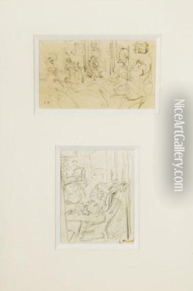 Au Salon Et Personnages Dans Un Interieur Oil Painting - Jean-Edouard Vuillard