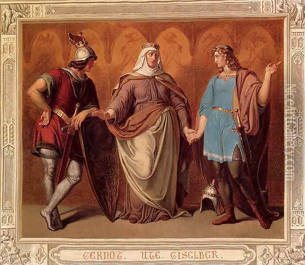 Drei Figuren aus der Nibelungensage Oil Painting - Hans Veit Friedrich Schnorr von Carolsfeld