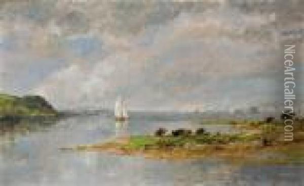 On The Hudson Near Tappan Zee Oil Painting - Jasper Francis Cropsey