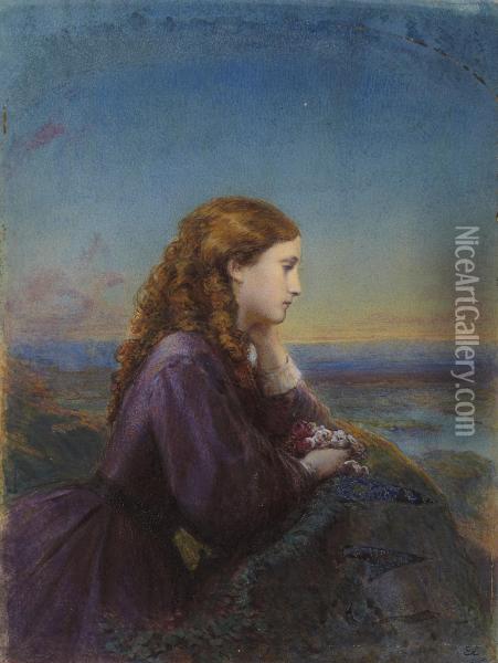 Half Length Portrait Of Helene Laura Beare Oil Painting - Edward Clifford