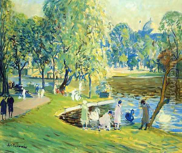 Public Garden, Boston Oil Painting - Arthur C. Goodwin