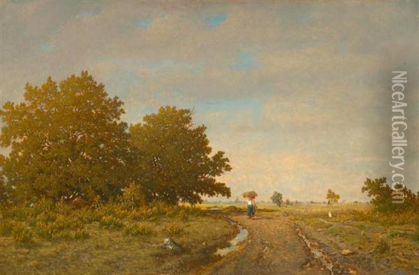 Lisiere De Bois, Plaine De Barbizon, Pres De Fontainebleau. Oil Painting - Theodore Rousseau