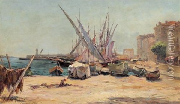 Hafenpartie In Cannes Oil Painting - Leopold Robert