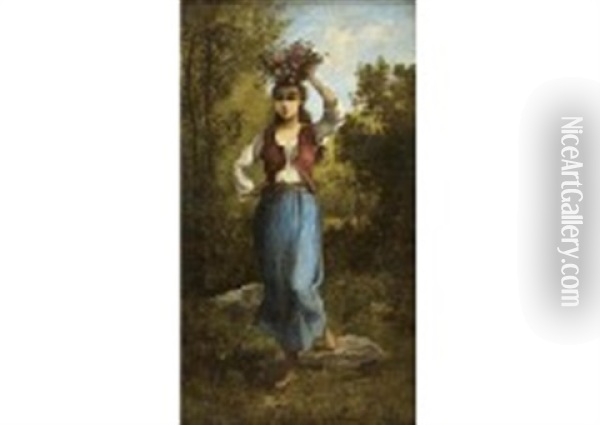 Jeune Femme Fleurie Oil Painting - Leon Richet