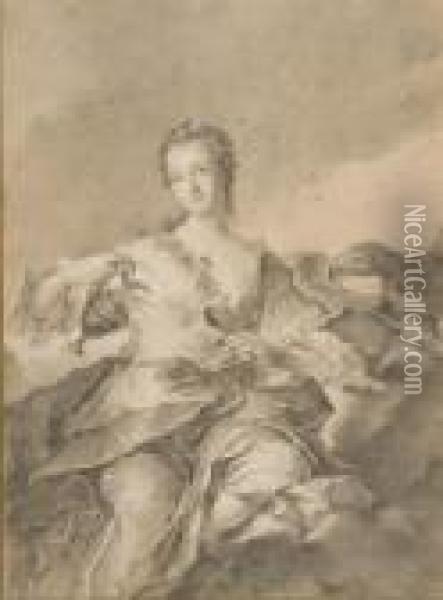 Portrait De La Duchesse De Chaulnes En Hebe Oil Painting - Jean-Marc Nattier