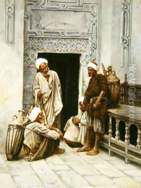 Arab Water-Carriers at Rest Oil Painting - Charles Edouard Lemaitre