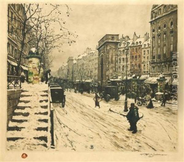 A Parisian Boulevard Oil Painting - Tavik Frantisek Simon