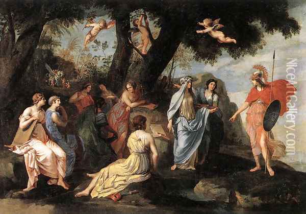 Minerva and the Muses Oil Painting - Jacques Stella