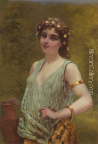 Portrait Of Girl Oil Painting - Jules Frederic Ballavoine