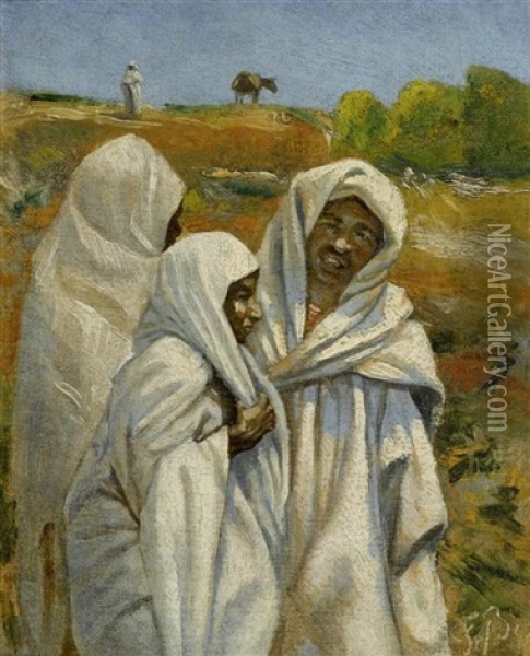 Drei Junge Beduinen Oil Painting - Frank Buchser