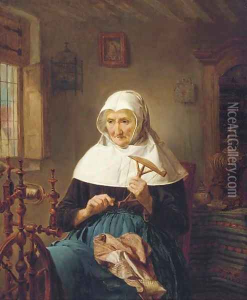The spinster Oil Painting - Jan Baptiste de Landtsheer