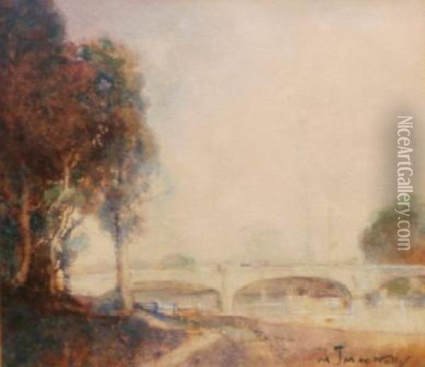 Bridge On The Yarra Oil Painting - Matthew James Macnally
