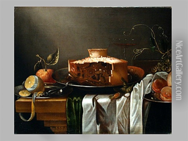 Stilleben Mit Torte Oil Painting - Abraham Van Calraet