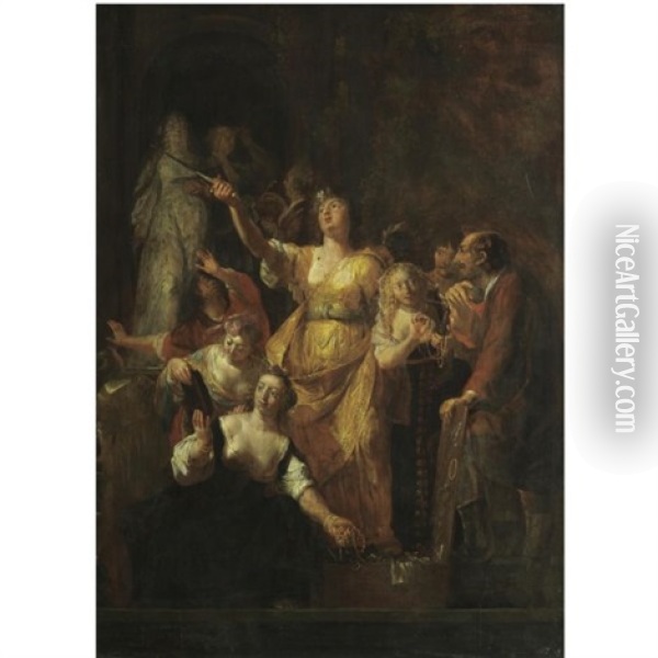 Achilles Discovered Among The Daughters Of Lycomedes Oil Painting - Nikolaus Knuepfer