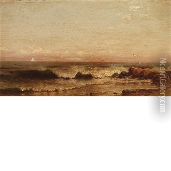 Narragansett Pier Oil Painting - Alfred Thompson Bricher