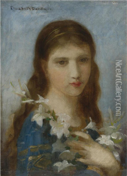 Young Girl With Lilies Oil Painting - Elizabeth Jane Gardner Bouguereau