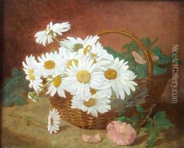 Marguerites In A Basket Oil Painting - Eloise Harriet Stannard