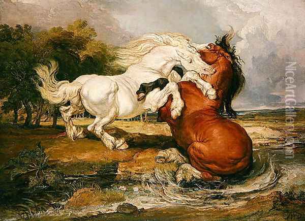 Fighting Horses, 1808 Oil Painting - James Ward