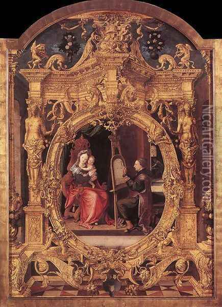 St Luke Painting the Virgin's Portrait 1545 Oil Painting - Lancelot Blondeel