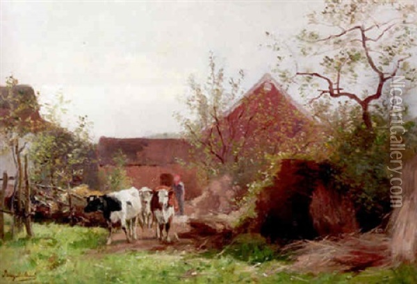Cows Going To Pasture Oil Painting - Frans De Beul