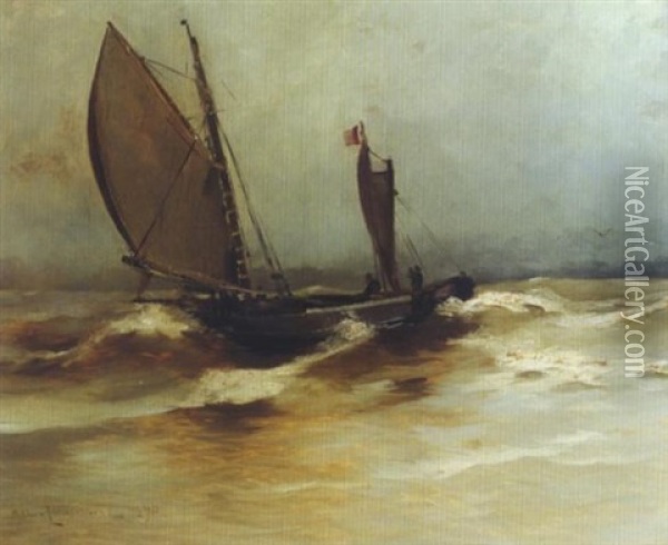Segelschiffe Auf Hoher See Oil Painting - Arvid Johansson