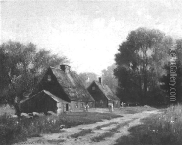 Cottages Oil Painting - Wilbur H. Lansil