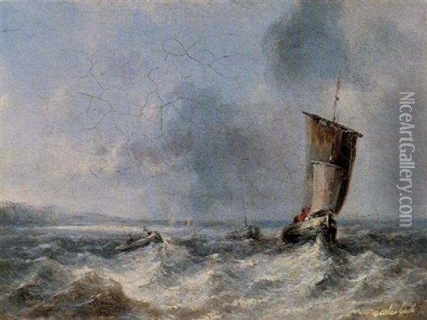 Fischerboote In Kustennahe Oil Painting - Andreas Achenbach